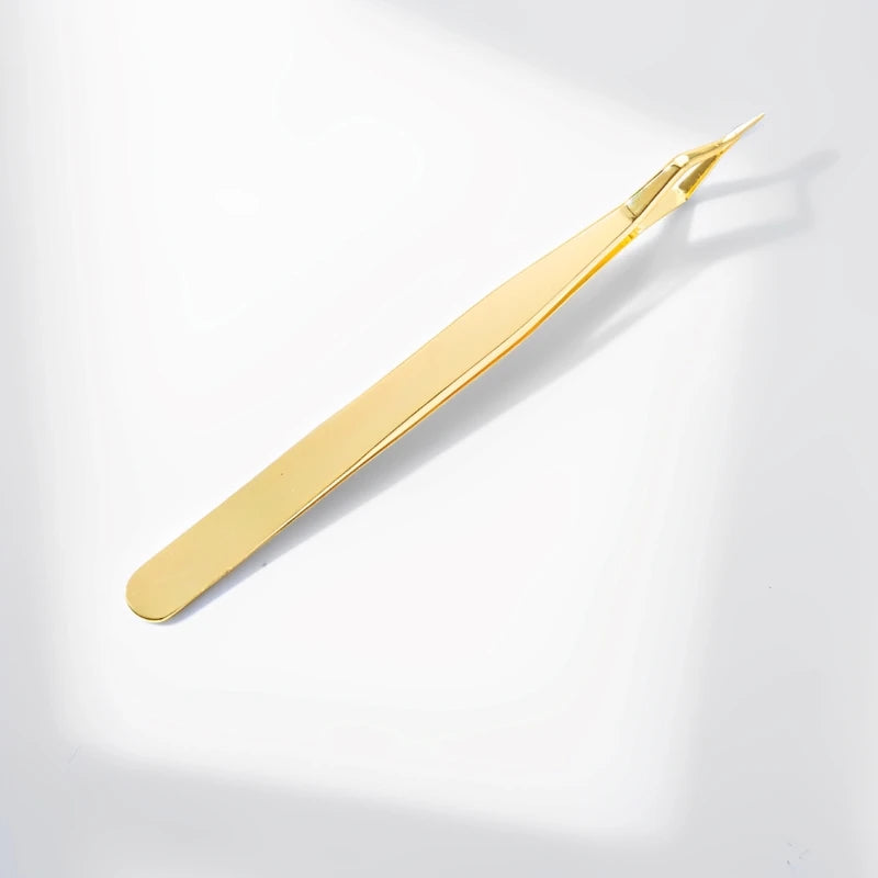 Lash Extension Tweezers — Anti-Slip Curved Stainless Steel