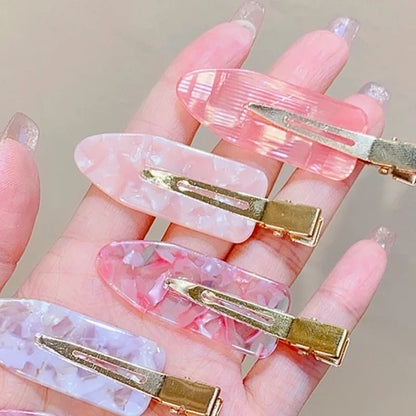 2/4pcs Simple Sakura Pink Seamless Hair Clip Women Acetate Sheet No Bend Bangs Clip Duckbill Clip Hairpins Hair Styling Tool