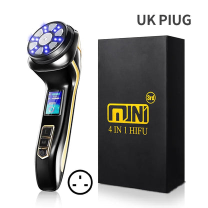 New Mini Hifu 4 In1 Ultrasonic Machine Ems Micro  Current Face Lift Rejuvenating Wrinkle Resistant Massager.