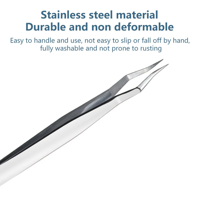 Lash Extension Tweezers — Stainless Steel Curved & Straight