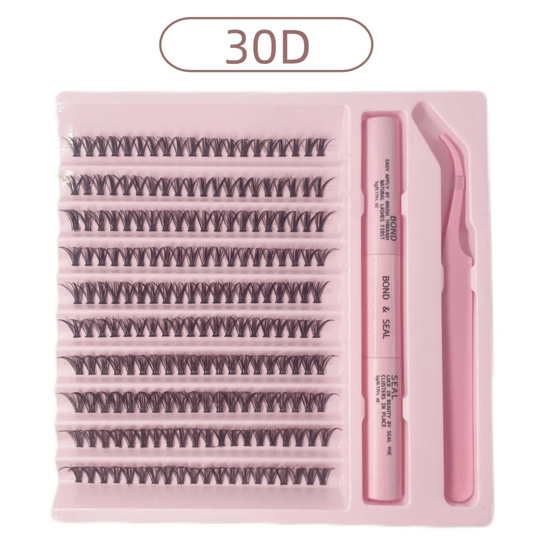 Cluster Lashes 200pcs 30D-100D 9-16mm Mixed Lengths, Ultra-Natural Look Thin Ultra-Soft Ultra-Light, Reusable for Beginners