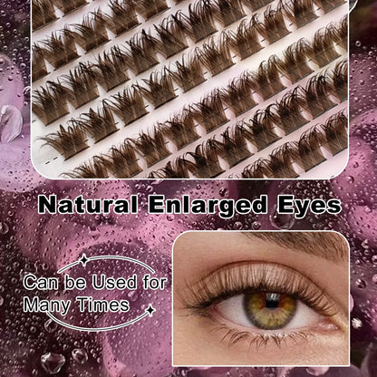 80PCS Brown D Curl Lash Clusters Dramatic Wispy Thick Lashes for Beginners for Daily Use Parties Festivals Individual Eyelashes