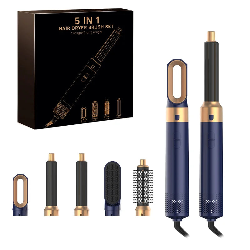 5 in 1 hair dryer Hair Curler Set Upgraded Negative ions Hair Dryer Hot Comb Brush Curling Iron Air wraps.