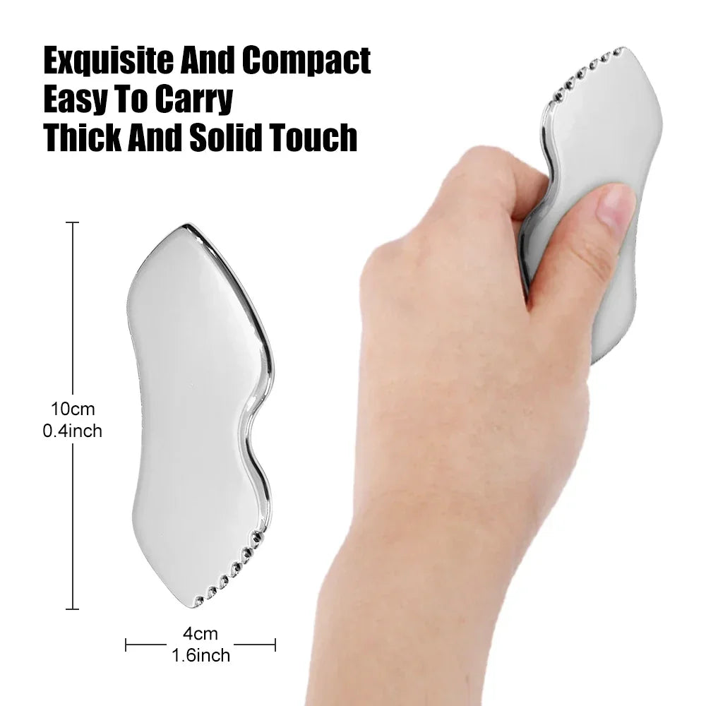 Gua Sha Board Guasha Massage for Face Stainless Steel Body Massager Facial Scraping Plate SPA  Guasha Scraper for Neck Back.