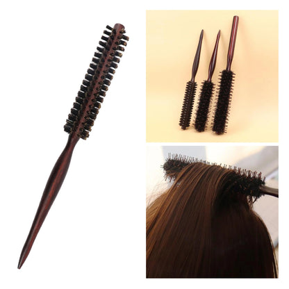 Hair Brush Hair Comb Small Roller Round Brush Wooden Handle Rolling Brush for Hairdressing Volumizing Detangling Men Women Hotel.