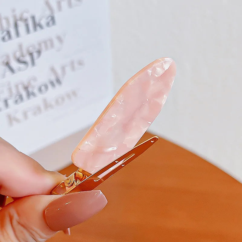 2/4pcs Simple Sakura Pink Seamless Hair Clip Women Acetate Sheet No Bend Bangs Clip Duckbill Clip Hairpins Hair Styling Tool.