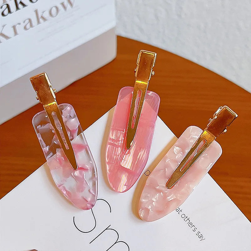 2/4pcs Simple Sakura Pink Seamless Hair Clip Women Acetate Sheet No Bend Bangs Clip Duckbill Clip Hairpins Hair Styling Tool.