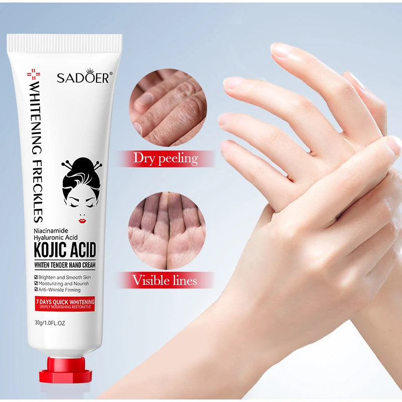 Kojic Acid Whiten Hand Cream,Moisturizing Nourishing Niacinamide Hyaluronic Acid Tender Hand Lotion,Foot Skin Care Products.