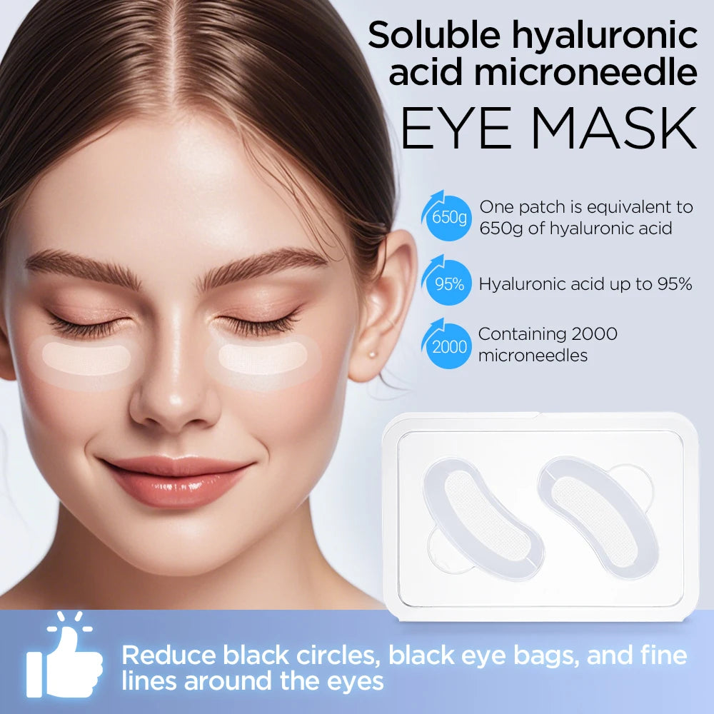1-10PCS Hyaluronic Acid Microneedle Eye Patches Mask for Anti Wrinkle Aging Dark Circle Moisturizing Under Eye Gel Pad Skin Care.