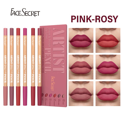 6pcs Velvet Matte Lip Liner Set - Long-Lasting Versatile Shades Longlasting Lip Makeup Berry, Brown, Pink Lip Pencil