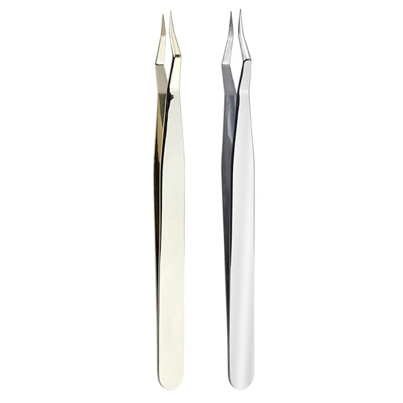 Lash Extension Tweezers — Stainless Steel Curved & Straight