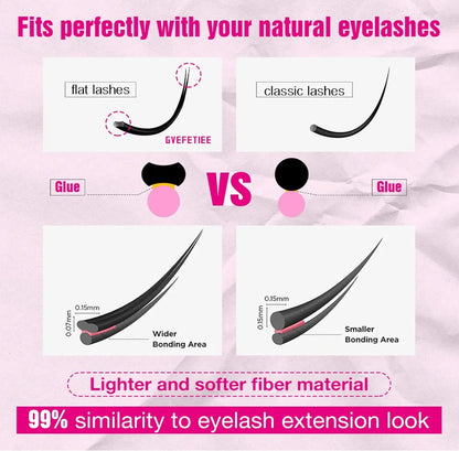 DIY Clusters Natural 10-16mm C/D Curl Individual Soft Tips Light Split Double Tips Segmented Eyelash Extension Dovetail Lashes.