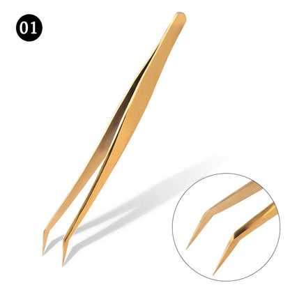 Lash Extension Tweezers — Anti-Slip Curved Stainless Steel