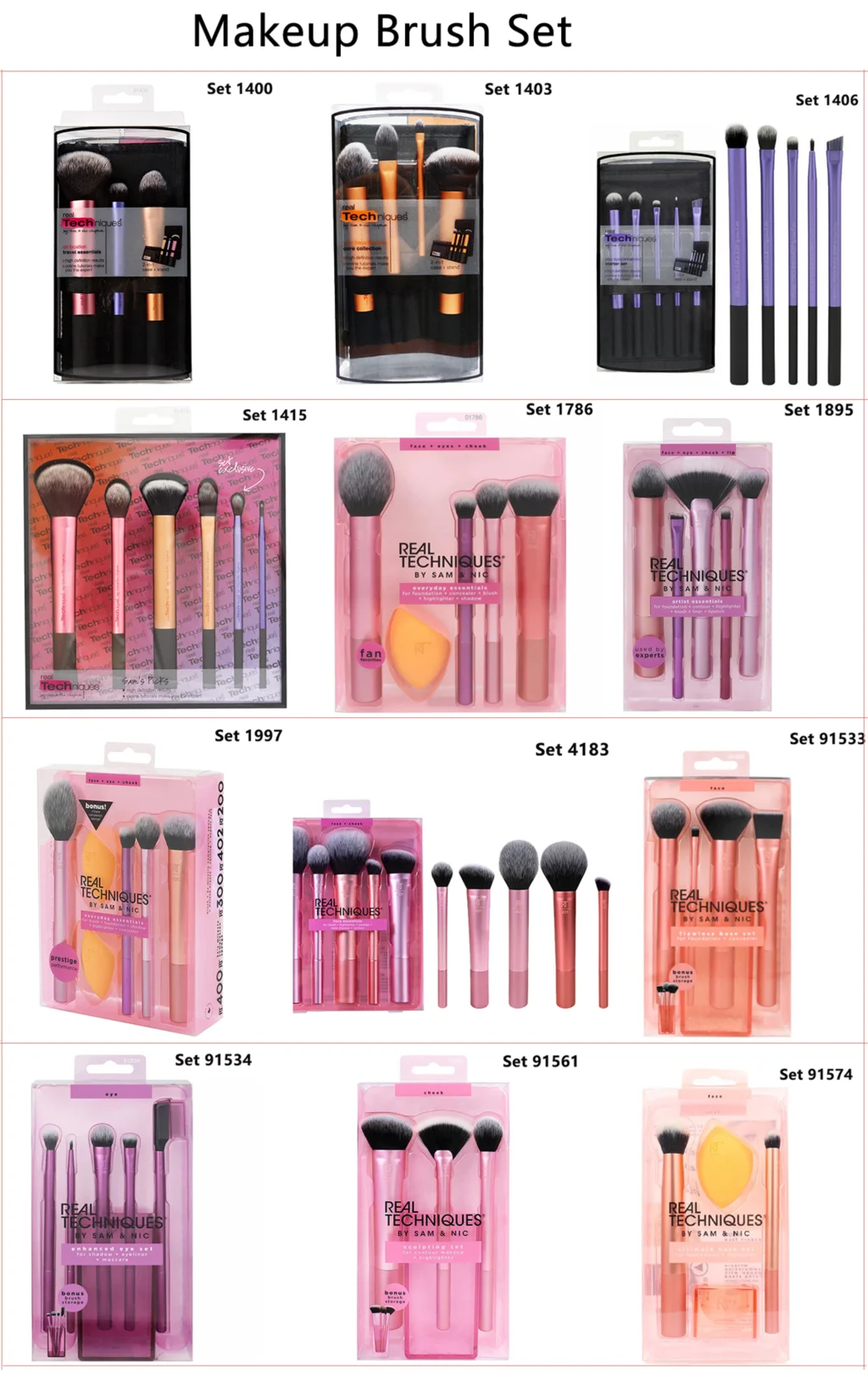 Real Techniques Set Makeup Sponge Set Face Beauty Cosmetic Powder Puff For Foundation Cream Concealer Make Up Blender 91553 RT.