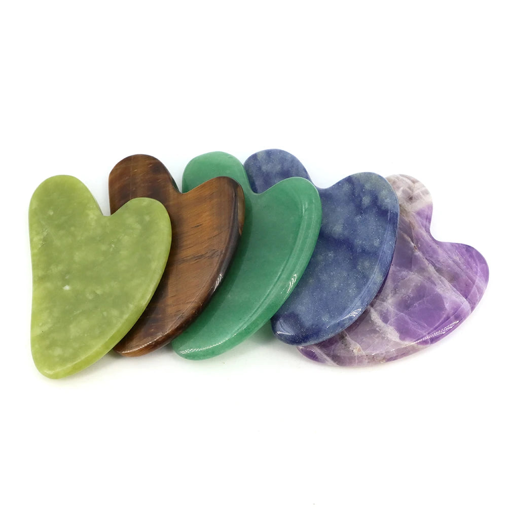 Natural Stone Gua Sha Facial Massage Tool (Rose Quartz / Jade / Obsidian)