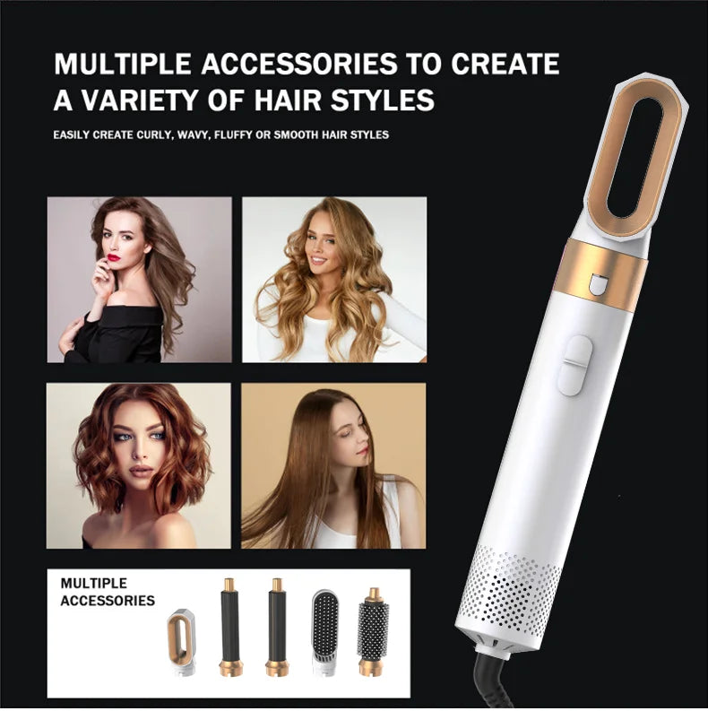 5 in 1 hair dryer Hair Curler Set Upgraded Negative ions Hair Dryer Hot Comb Brush Curling Iron Air wraps.