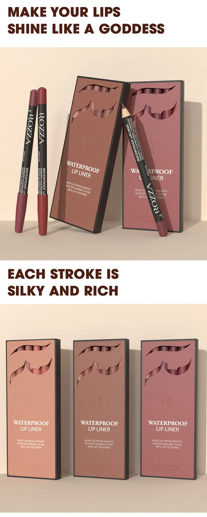 Rozza Waterproof Lip Liner Pencil Set, Weightless Precise Liner with Super Soft Blendable Texture Matte Soft.