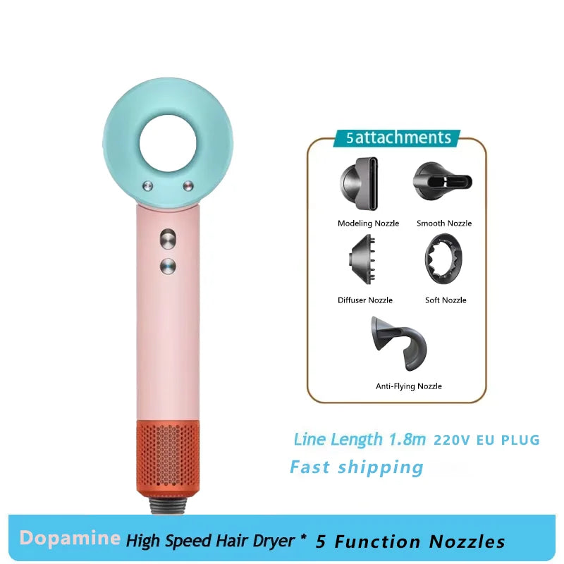Household 220V Leafless Hair Dryer High-speed Negative Ion Hair Care High Power 110,000RPM Quick-drying Electric Hair Dryer