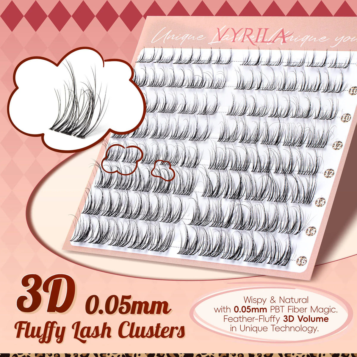 Lash Clusters 0.05mm PBT Fiber Eyelash Clusters 0.1mm Superfine Invisiband D Curl Diy Lash Extension 8-16mm Individual Lashes.