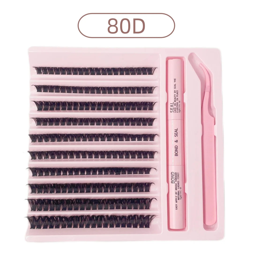 Cluster Lashes 200pcs 30D-100D 9-16mm Mixed Lengths, Ultra-Natural Look Thin Ultra-Soft Ultra-Light, Reusable for Beginners