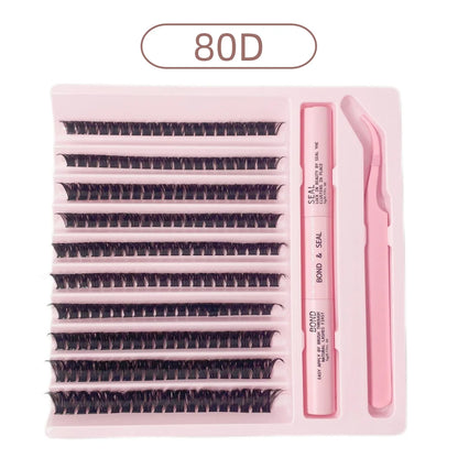 Cluster Lashes 200pcs 30D-100D 9-16mm Mixed Lengths, Ultra-Natural Look Thin Ultra-Soft Ultra-Light, Reusable for Beginners