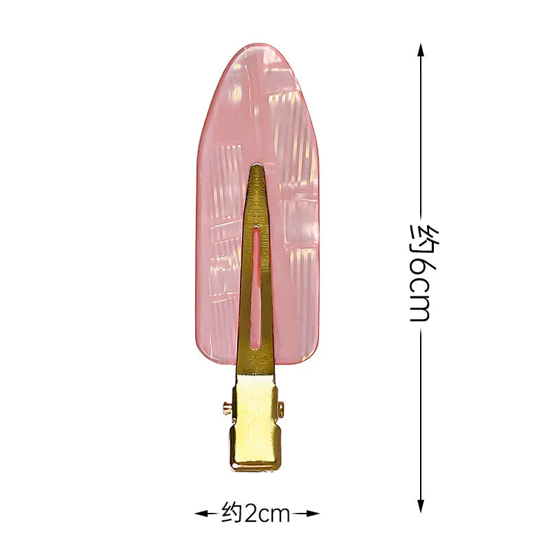 2/4pcs Simple Sakura Pink Seamless Hair Clip Women Acetate Sheet No Bend Bangs Clip Duckbill Clip Hairpins Hair Styling Tool.