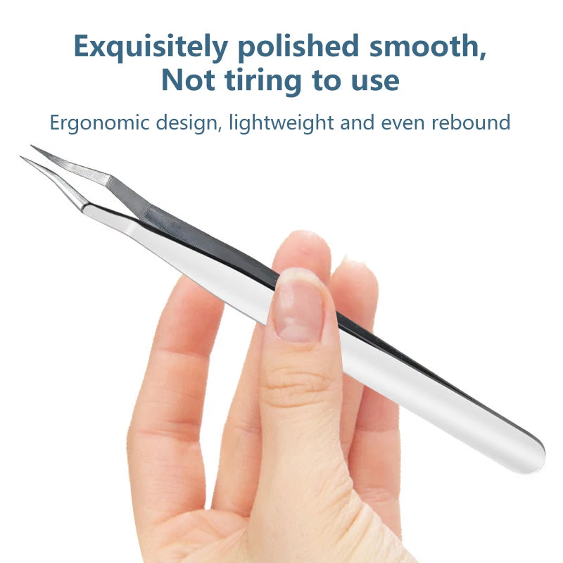 Lash Extension Tweezers — Stainless Steel Curved & Straight