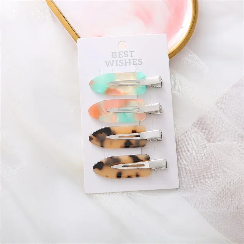 4/2Pcs Girls Leopard Seamless Hair Clip Set Women Acetate Sheet No Bend Bangs Clip Duckbill Hairpins Makeup Hair Styling Tool