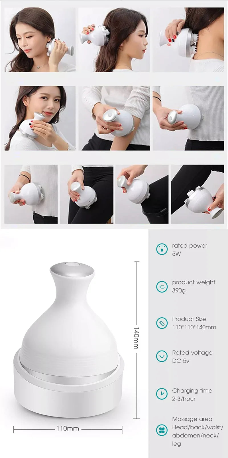 Head Scalp Massage Electric Cat Massager Body Massage Health Care Relax Shoulder Neck Deep Tissue Kneading Vibrating Custom Logo.