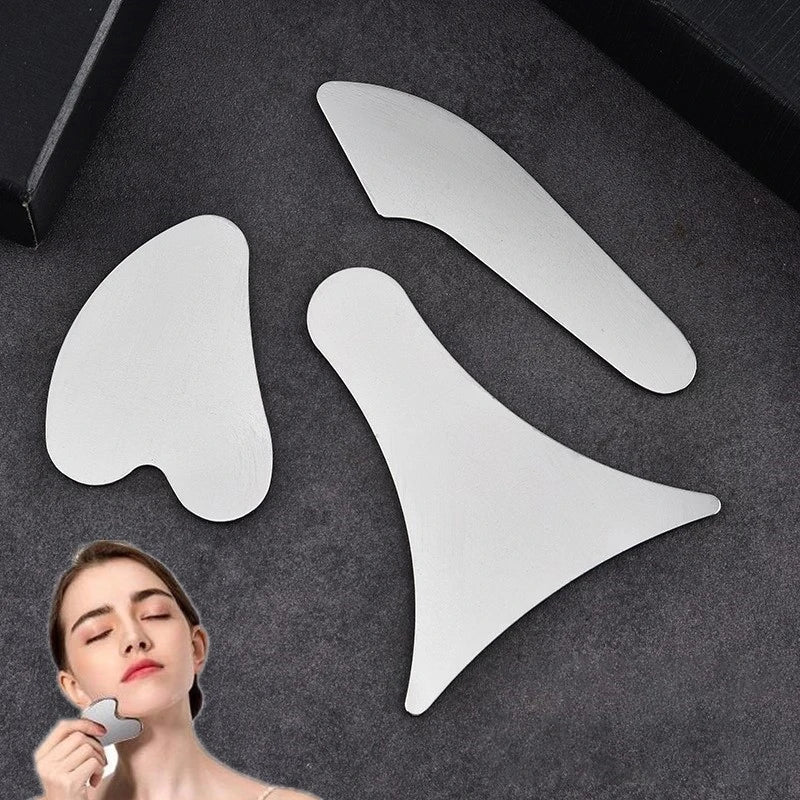 1Pcs Gua Sha Board Guasha Massage for Face Stainless Steel Body Massager Facial Scraping Plate SPA Guasha Scraper for Neck Back.
