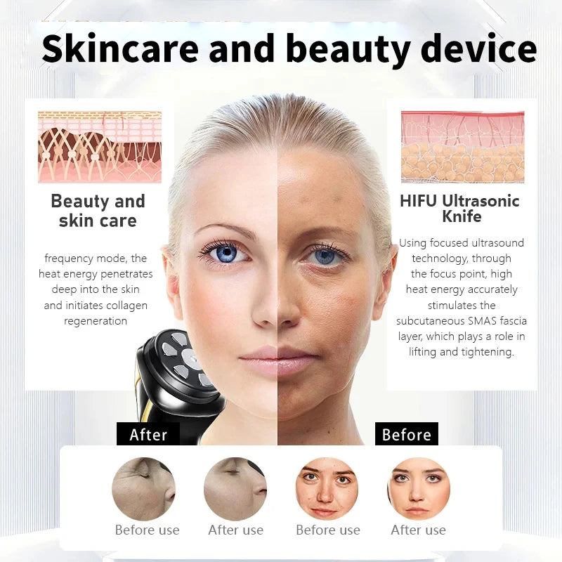 New Mini Hifu 4 In1 Ultrasonic Machine Ems Micro  Current Face Lift Rejuvenating Wrinkle Resistant Massager.