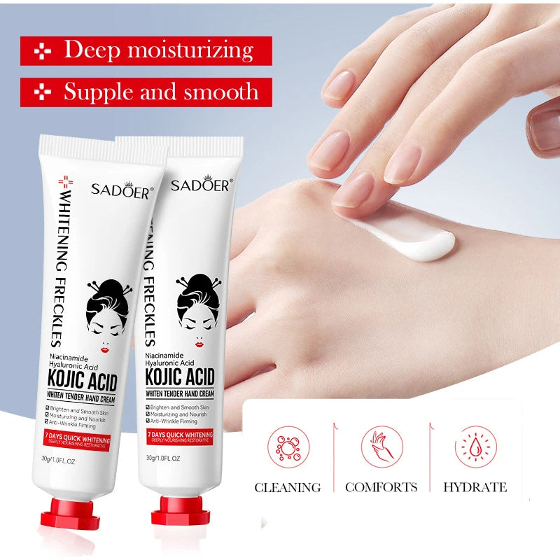 Kojic Acid Whiten Hand Cream,Moisturizing Nourishing Niacinamide Hyaluronic Acid Tender Hand Lotion,Foot Skin Care Products.