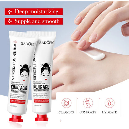 Kojic Acid Whiten Hand Cream,Moisturizing Nourishing Niacinamide Hyaluronic Acid Tender Hand Lotion,Foot Skin Care Products.