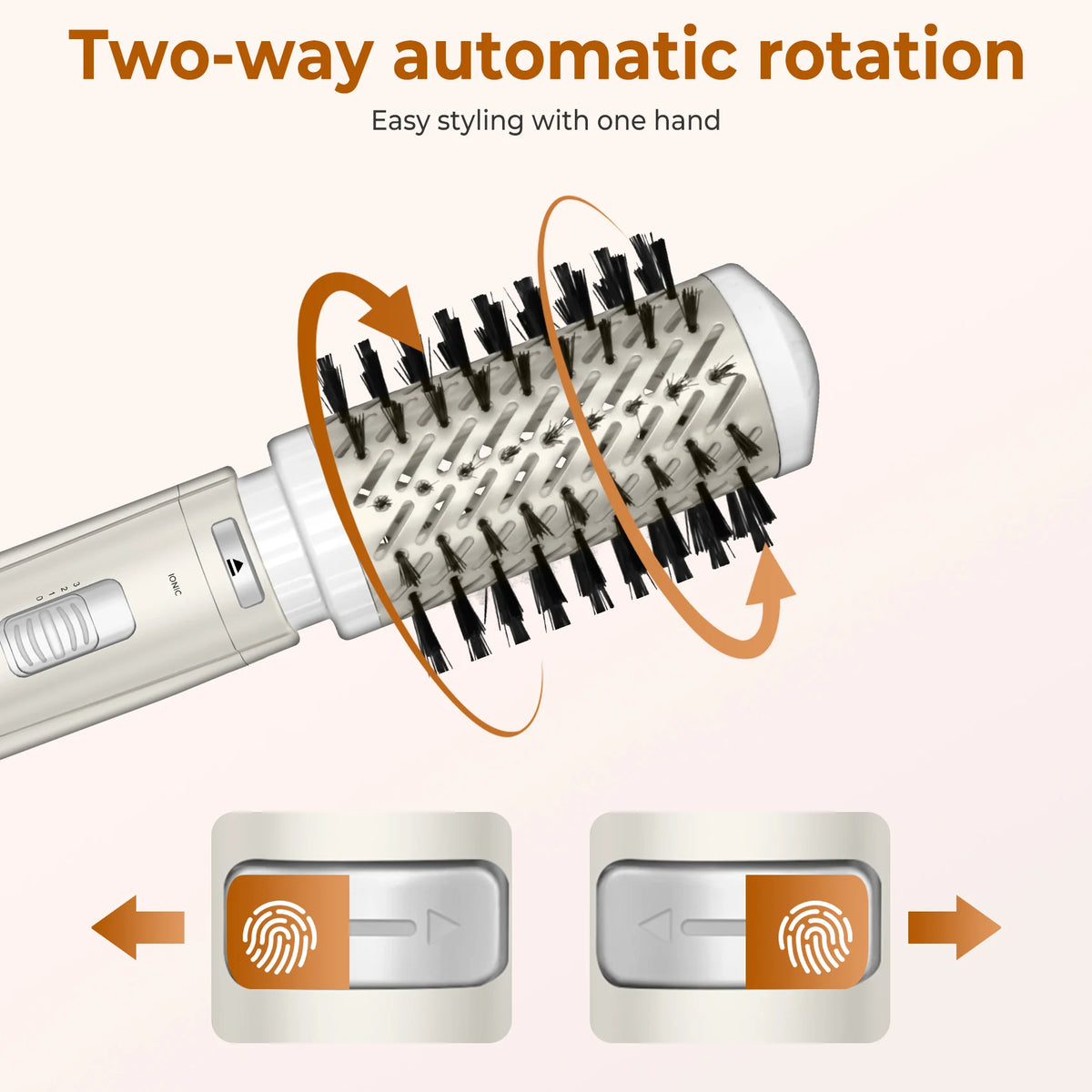 Hair Dryer Brush 2 In 1 Hot Air Spin Brush Curling Straightening Styling Auto-Rotating Ionic Round Blow Dryer Volumizer.