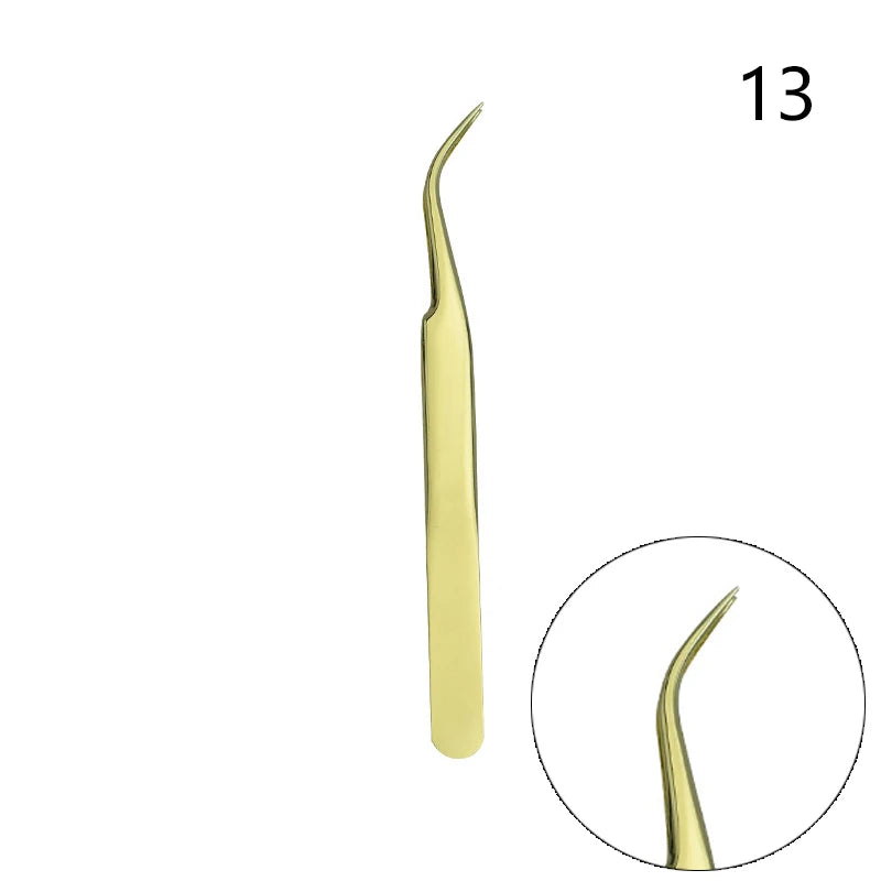 Lash Extension Tweezers — Stainless Steel Curved & Straight