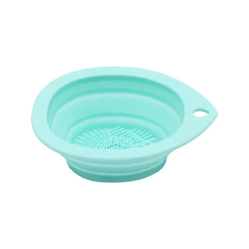 Silicone Makeup Brush Cleaner Folding Powder Puff Cleaning Bowl Eyeshadow Brushes Washing Soft Mat Beauty Tools Scrubber Box.