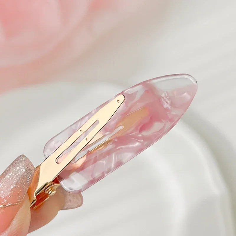 2/4pcs Simple Sakura Pink Seamless Hair Clip Women Acetate Sheet No Bend Bangs Clip Duckbill Clip Hairpins Hair Styling Tool.