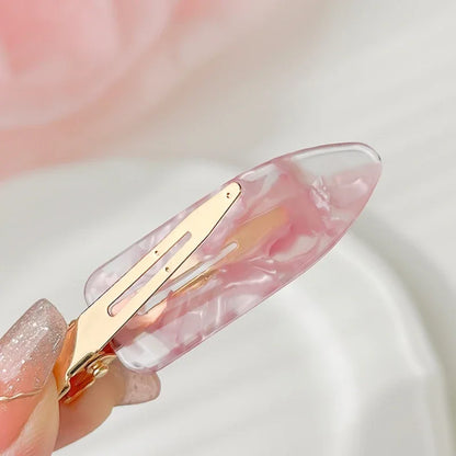 2/4pcs Simple Sakura Pink Seamless Hair Clip Women Acetate Sheet No Bend Bangs Clip Duckbill Clip Hairpins Hair Styling Tool.