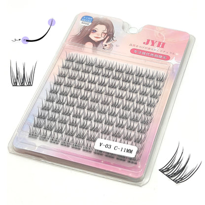 DIY Clusters Natural 10-16mm C/D Curl Individual Soft Tips Light Split Double Tips Segmented Eyelash Extension Dovetail Lashes.