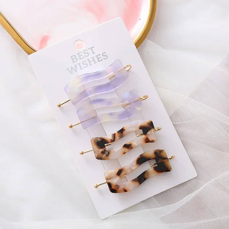 4/2Pcs Girls Leopard Seamless Hair Clip Set Women Acetate Sheet No Bend Bangs Clip Duckbill Hairpins Makeup Hair Styling Tool.