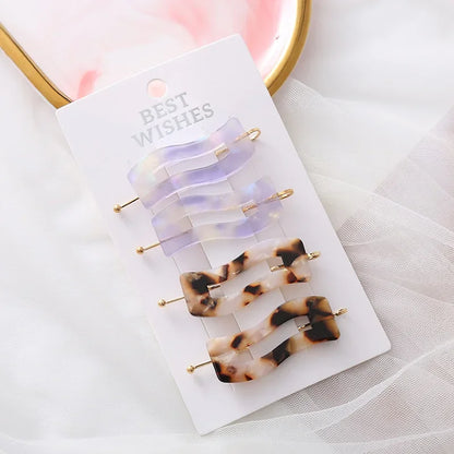 4/2Pcs Girls Leopard Seamless Hair Clip Set Women Acetate Sheet No Bend Bangs Clip Duckbill Hairpins Makeup Hair Styling Tool.