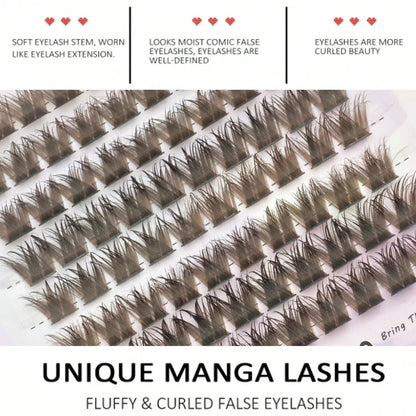 80PCS Brown D Curl Lash Clusters Dramatic Wispy Thick Lashes for Beginners for Daily Use Parties Festivals Individual Eyelashes