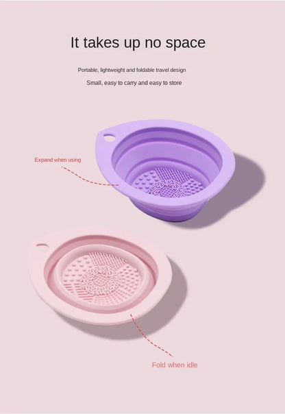 Silicone Makeup Brush Cleaner Folding Powder Puff Cleaning Bowl Eyeshadow Brushes Washing Soft Mat Beauty Tools Scrubber Box.