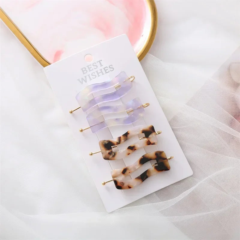 4/2Pcs Girls Leopard Seamless Hair Clip Set Women Acetate Sheet No Bend Bangs Clip Duckbill Hairpins Makeup Hair Styling Tool