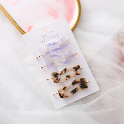4/2Pcs Girls Leopard Seamless Hair Clip Set Women Acetate Sheet No Bend Bangs Clip Duckbill Hairpins Makeup Hair Styling Tool