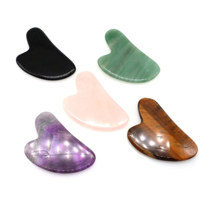 Natural Stone Gua Sha Facial Massage Tool (Rose Quartz / Jade / Obsidian)