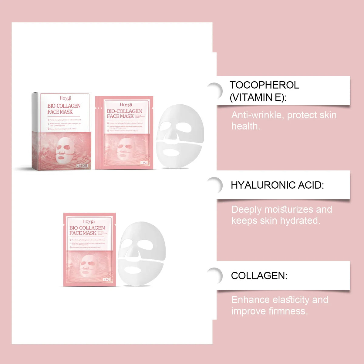 Bio Collagen Face Mask Hydrating Overnight Lifting Rejuvenation Shrink Pores Moisturizing Refreshing Brightening Face Skin Care.