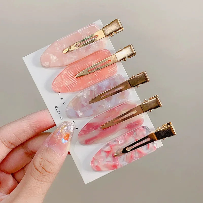 2/4pcs Simple Sakura Pink Seamless Hair Clip Women Acetate Sheet No Bend Bangs Clip Duckbill Clip Hairpins Hair Styling Tool.