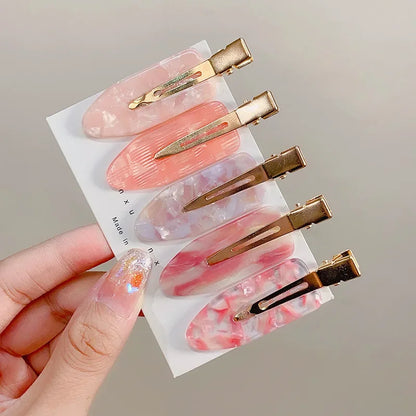 2/4pcs Simple Sakura Pink Seamless Hair Clip Women Acetate Sheet No Bend Bangs Clip Duckbill Clip Hairpins Hair Styling Tool.