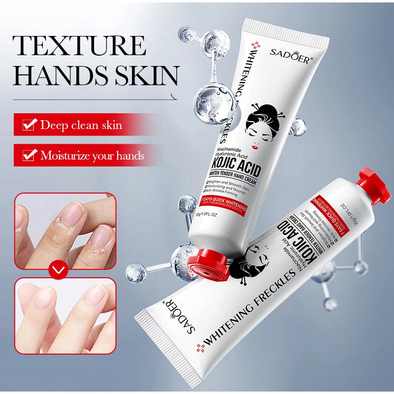 Kojic Acid Whiten Hand Cream,Moisturizing Nourishing Niacinamide Hyaluronic Acid Tender Hand Lotion,Foot Skin Care Products.